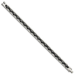Chisel Stainless Steel Polished with Black Ceramic 8 inch Link Bracelet SRB801-8