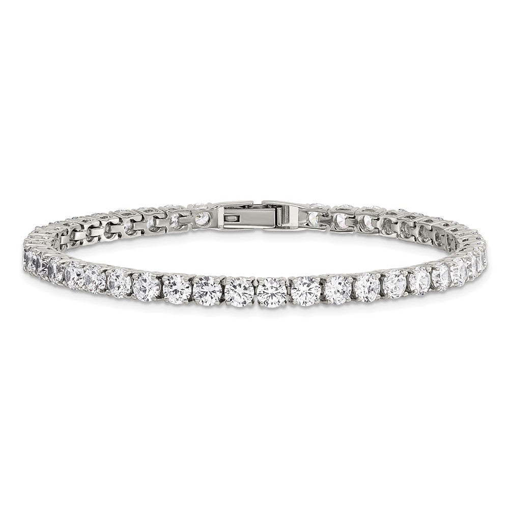 Chisel Stainless Steel Polished CZ 7.5 inch Tennis Bracelet SRB814-7.5
