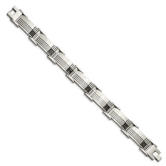 Chisel Stainless Steel Brushed and Polished Black IP-plated with 1/2 carat Black Diamond 8.5 inch Bracelet SRB913-8.5