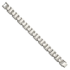 Chisel Stainless Steel Brushed and Polished with 3/8 carat Black Diamond 8.5 inch Bracelet SRB914-8.5