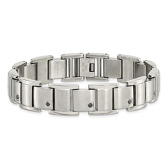 Chisel Stainless Steel Brushed and Polished with 3/8 carat Black Diamond 8.5 inch Bracelet SRB914-8.5