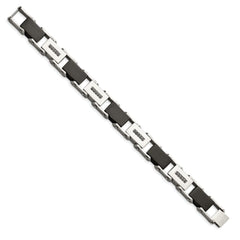 Chisel Stainless Steel Polished Black IP-plated with 1/4 carat Black Diamond 8.5 inch Bracelet SRB917-8.5