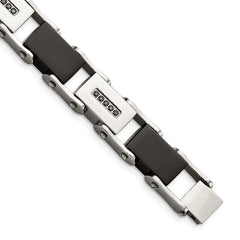 Chisel Stainless Steel Polished Black IP-plated with 1/4 carat Black Diamond 8.5 inch Bracelet SRB917-8.5