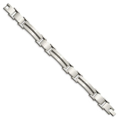 Chisel Stainless Steel Brushed and Polished with 1/2 carat Black Diamond 8.5 inch Bracelet SRB918-8.5