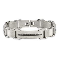 Chisel Stainless Steel Brushed and Polished with 1/2 carat Black Diamond 8.5 inch Bracelet SRB918-8.5