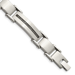 Chisel Stainless Steel Brushed and Polished with 1/2 carat Black Diamond 8.5 inch Bracelet SRB918-8.5