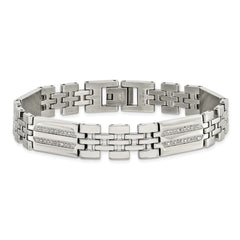 Chisel Stainless Steel Polished with 1/4 carat Diamond 8.75 inch Fancy Bracelet SRB926-8.75