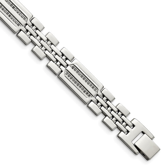 Chisel Stainless Steel Polished with 1/4 carat Diamond 8.75 inch Fancy Bracelet SRB926-8.75
