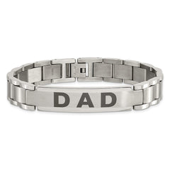Chisel Stainless Steel Brushed and Polished Lasered DAD 8.75 inch Bracelet SRB927-8.75