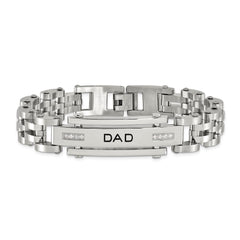 Chisel Stainless Steel Polished with CZ DAD 8.5 inch Bracelet SRB928-8.5