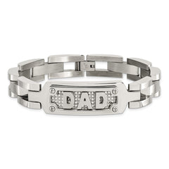 Chisel Stainless Steel Polished and Textured DAD 8.5 inch Bracelet SRB929-8.5