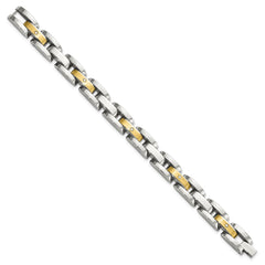 Chisel Stainless Steel with 14k Gold Accent with 1/10 carat Diamond Brushed and Polished 8.25 inch Bracelet SRB977-8.5