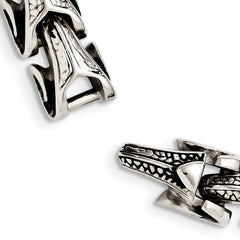 Chisel Stainless Steel Antiqued and Polished 8.5 inch Dragon Scale Link Bracelet SRB983-8.5