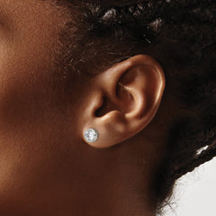 SRE1069 Chisel Stainless Steel Polished 5mm Bezel CZ Stud Post Earrings