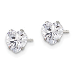 SRE1077 Chisel Stainless Steel Polished 6mm Heart CZ Stud Post Earrings