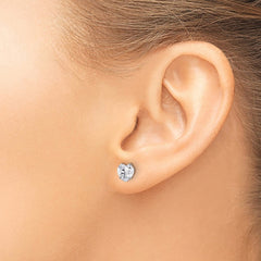 SRE1077 Chisel Stainless Steel Polished 6mm Heart CZ Stud Post Earrings