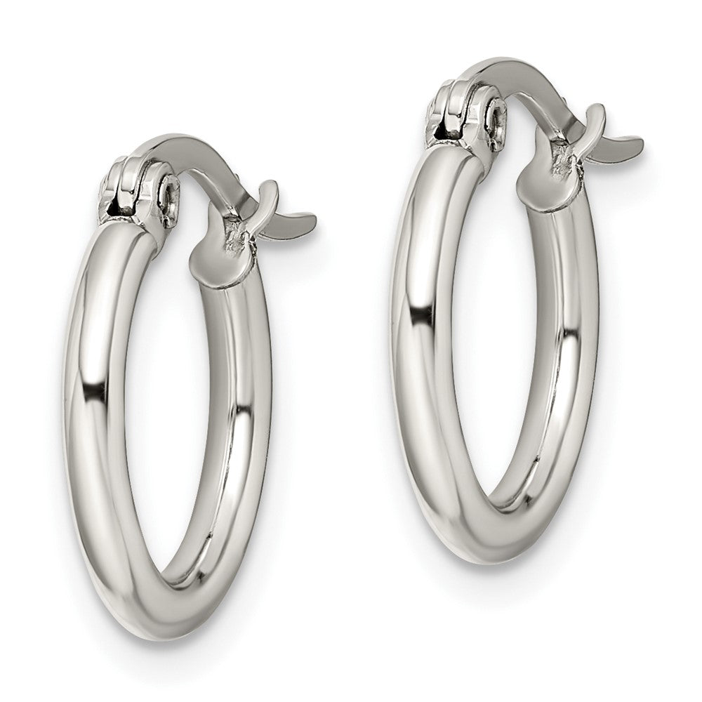 SRE111 Chisel Stainless Steel Polished 15.5mm Diameter 2mm Hoop Earrings