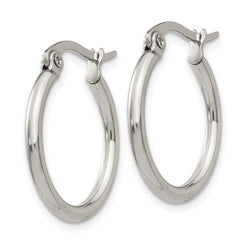 SRE112 Chisel Stainless Steel Polished 19.5mm Diameter 2mm Hoop Earrings