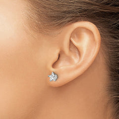 SRE1120 Chisel Stainless Steel Polished 7mm Star CZ Stud Post Earrings