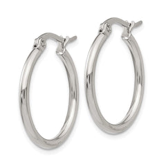 SRE113 Chisel Stainless Steel Polished 22mm Diameter 2mm Hoop Earrings