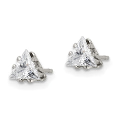 SRE1130 Chisel Stainless Steel Polished 5mm Triangle CZ Stud Post Earrings