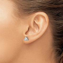 SRE1131 Chisel Stainless Steel Polished 6mm Triangle CZ Stud Post Earrings
