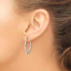 SRE114 Chisel Stainless Steel Polished 27mm Diameter 2mm Hoop Earrings