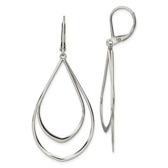 SRE1144 Chisel Stainless Steel Polished Double Teardrop Dangle Leverback Earrings