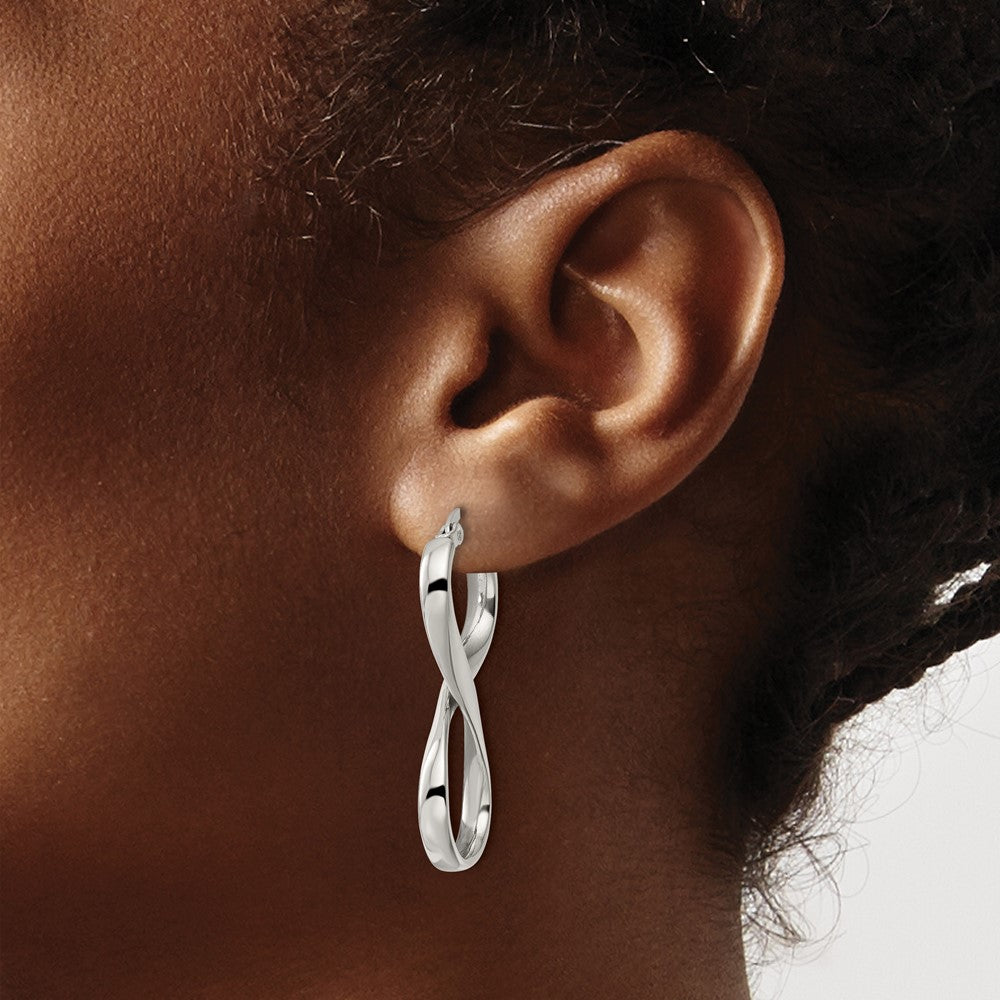 SRE1158 Chisel Stainless Steel Polished Infinity Symbol Twist Hoop Earrings