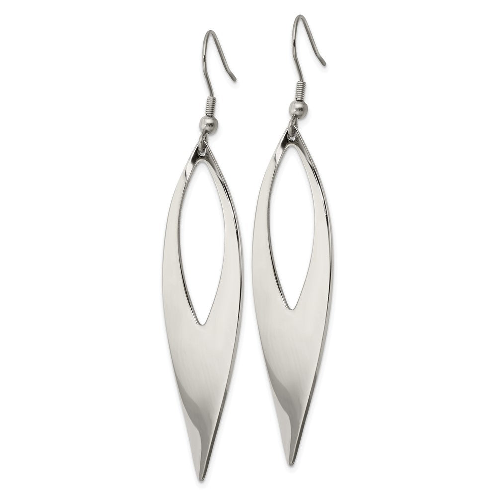 SRE1159 Chisel Stainless Steel Polished Dangle Shepherd Hook Earrings