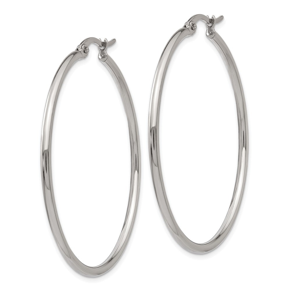 SRE117 Chisel Stainless Steel Polished 37mm Diameter 2mm Hoop Earrings