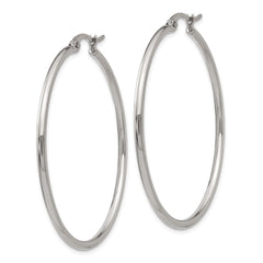SRE117 Chisel Stainless Steel Polished 37mm Diameter 2mm Hoop Earrings