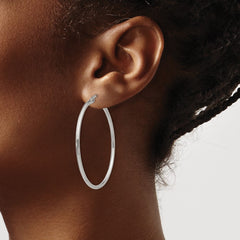 SRE117 Chisel Stainless Steel Polished 37mm Diameter 2mm Hoop Earrings