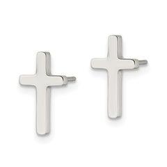 SRE1173 Chisel Stainless Steel Polished Cross Post Earrings