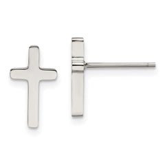 SRE1173 Chisel Stainless Steel Polished Cross Post Earrings