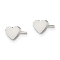 SRE1177 Chisel Stainless Steel Polished Heart Post Earrings