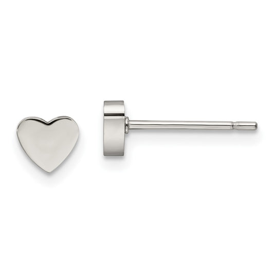 SRE1177 Chisel Stainless Steel Polished Heart Post Earrings