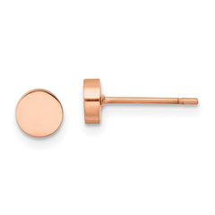 SRE1178 Chisel Stainless Steel Polished Rose IP-plated Circle Post Earrings