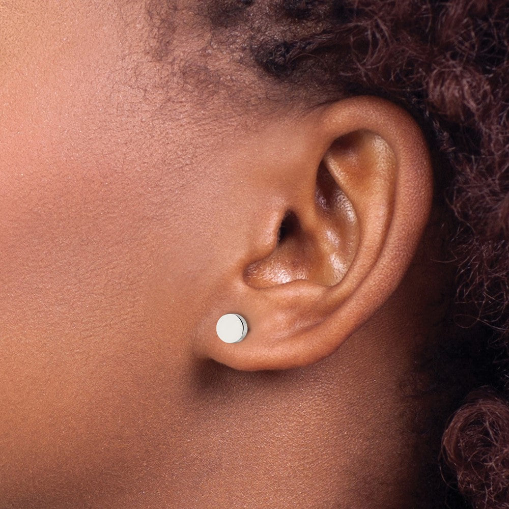 SRE1179 Chisel Stainless Steel Polished Circle Post Earrings