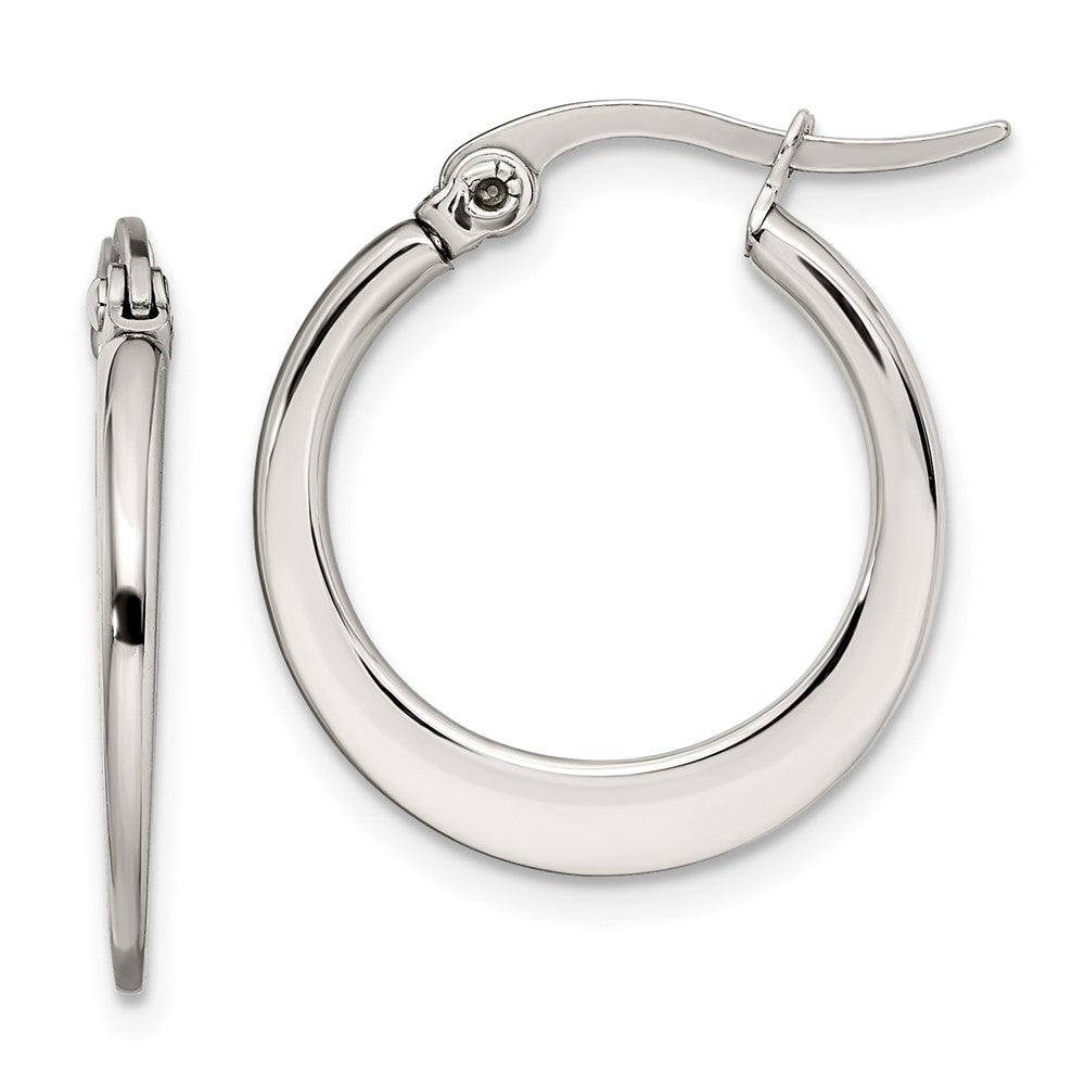 SRE119 Chisel Stainless Steel Polished 19mm Diameter Hoop Earrings
