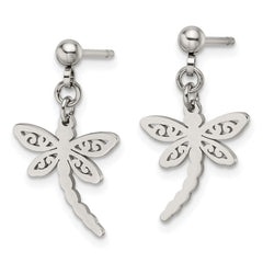 SRE1197 Chisel Stainless Steel Polished Dragonfly Post Dangle Earrings