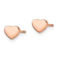 SRE1203 Chisel Stainless Steel Polished Rose IP-plated Heart Post Earrings