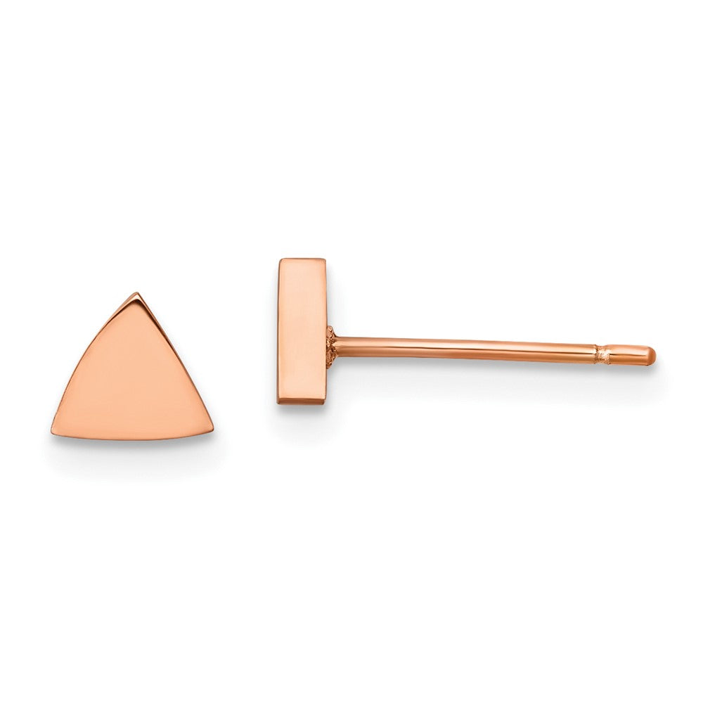 SRE1205 Chisel Stainless Steel Polished Rose IP-plated Triangle Post Earrings