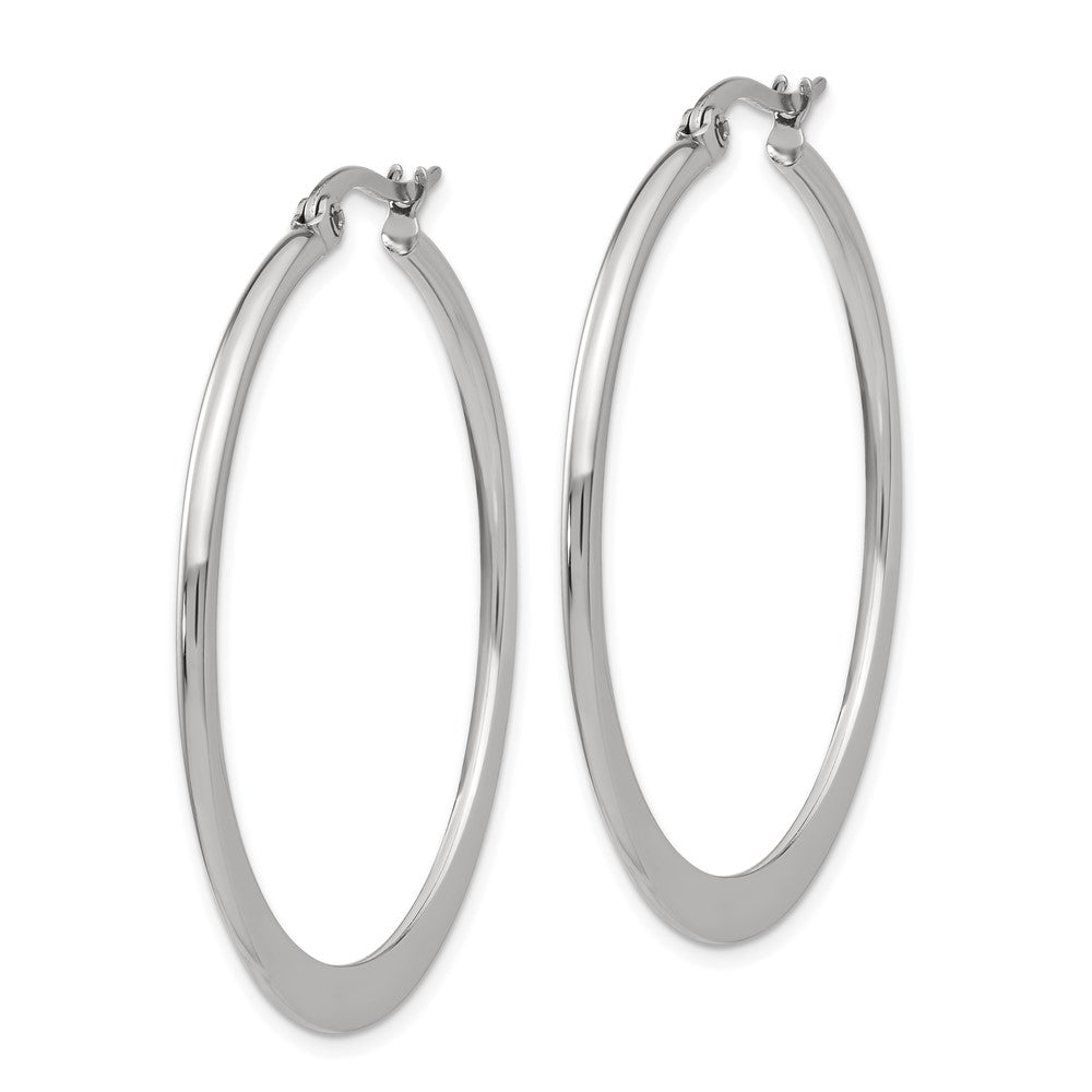 SRE121 Chisel Stainless Steel Polished 40mm Diameter Hoop Earrings
