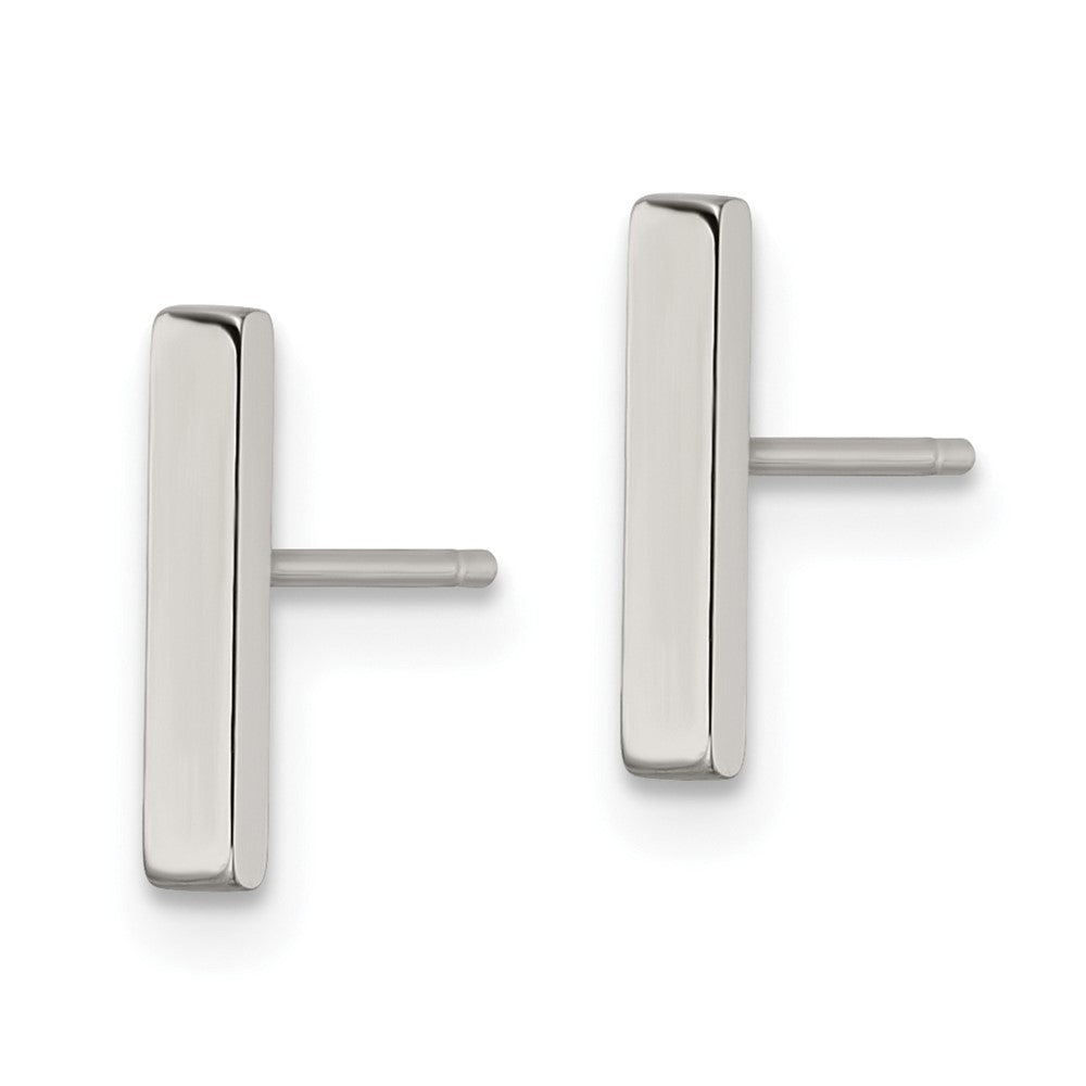 SRE1211S Chisel Stainless Steel Polished Bar Post Earrings