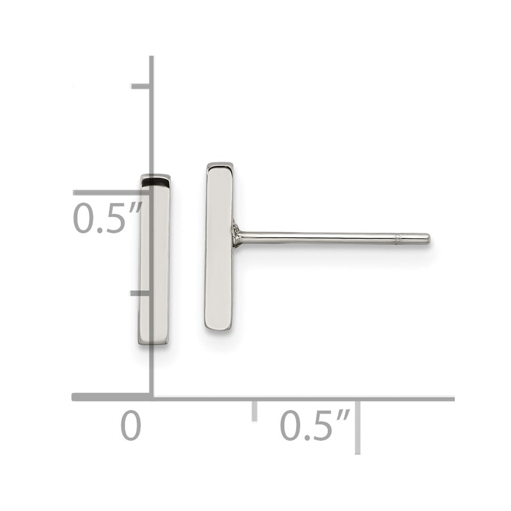 SRE1211S Chisel Stainless Steel Polished Bar Post Earrings