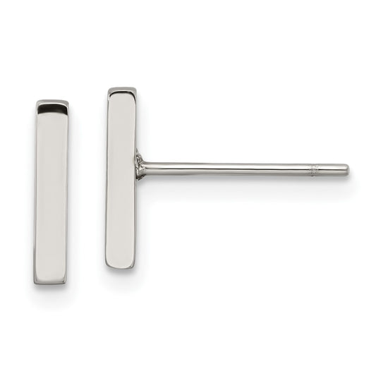 SRE1211S Chisel Stainless Steel Polished Bar Post Earrings