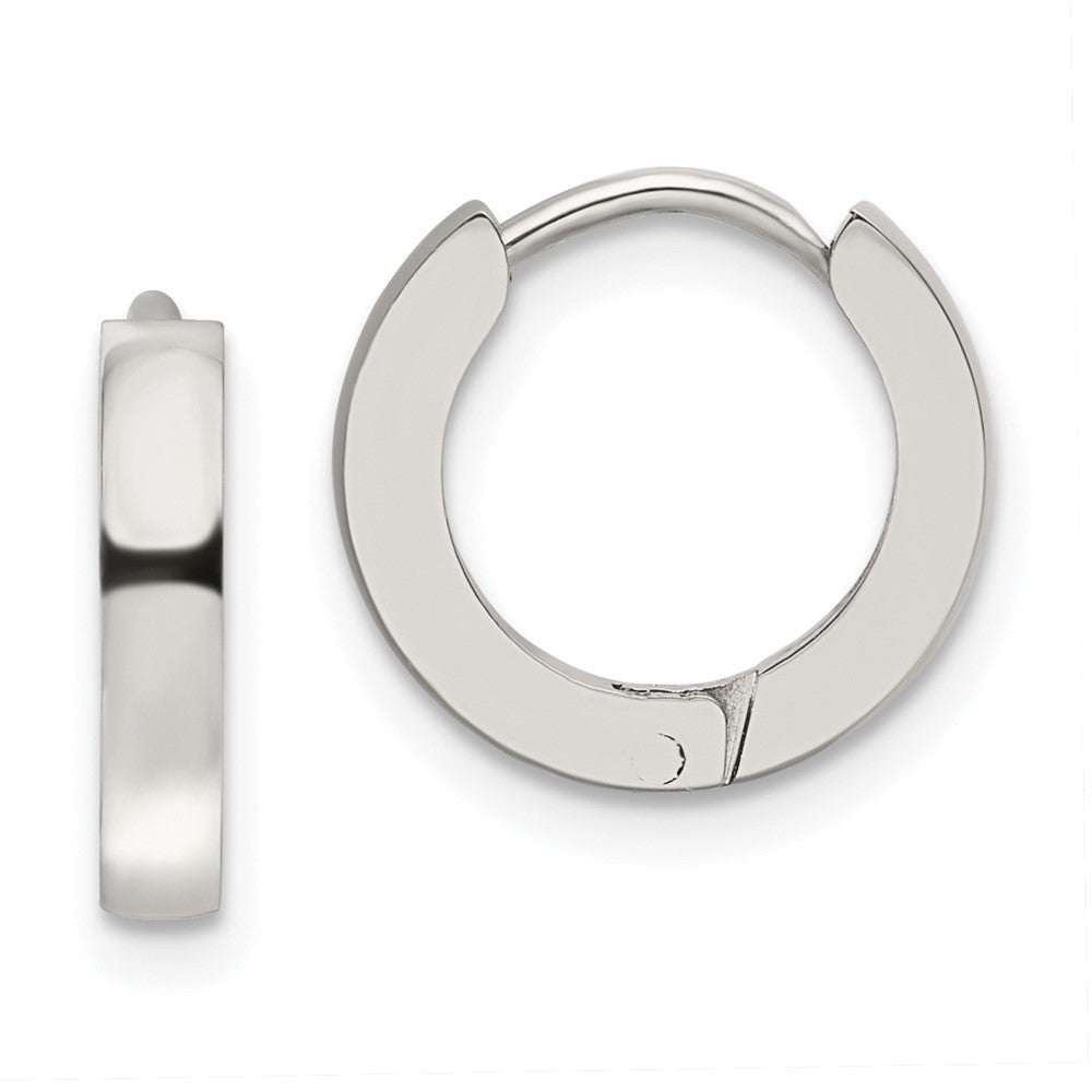SRE1216 Chisel Stainless Steel Polished 2.2mm Hinged Hoop Earrings