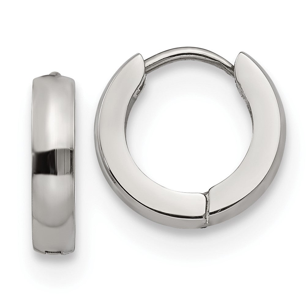 SRE1217 Chisel Stainless Steel Polished 3mm Hinged Hoop Earrings