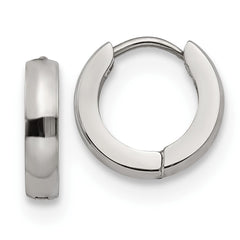 SRE1217 Chisel Stainless Steel Polished 3mm Hinged Hoop Earrings